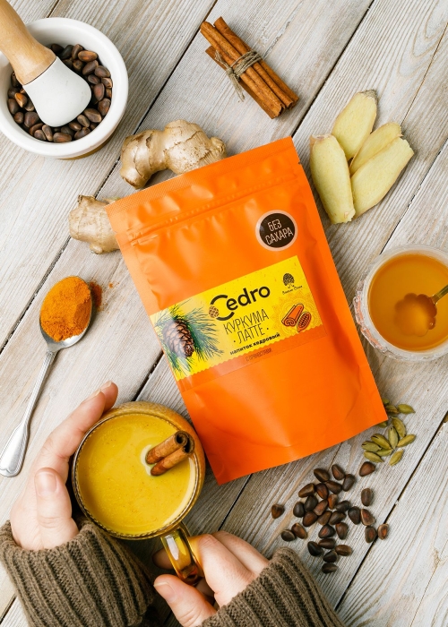 Кедровый напиток латте куркума, 120 г