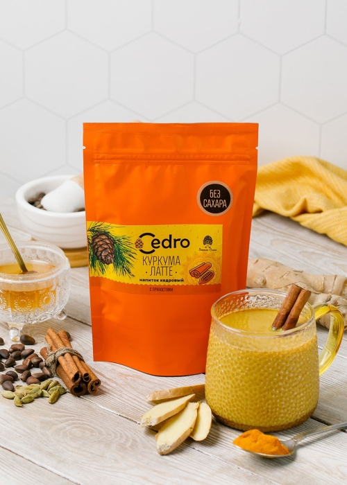 Кедровый напиток латте куркума, 120 г