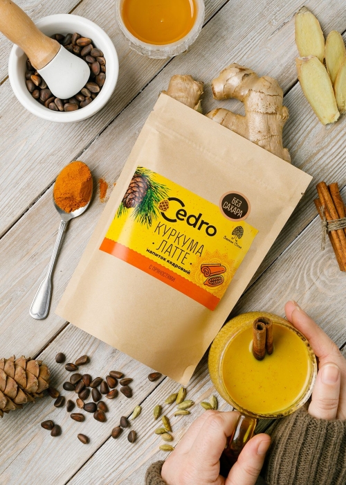 Кедровый напиток латте куркума, 250 г