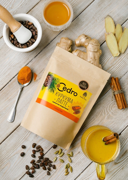 Кедровый напиток латте куркума, 250 г