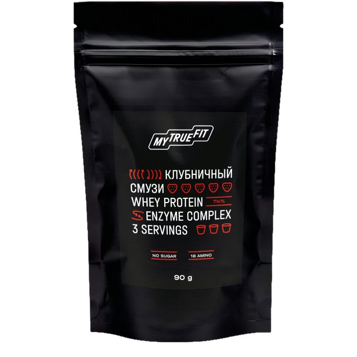 Коктейль протеиновый MyTrueFit клубничный смузи, 90 г
