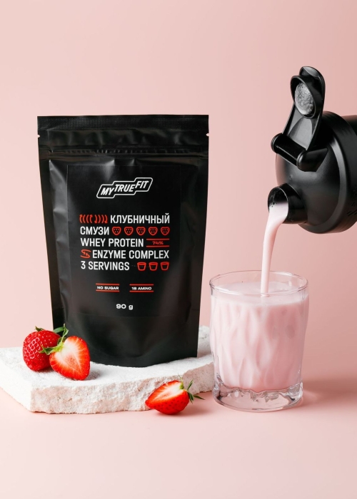 Коктейль протеиновый MyTrueFit клубничный смузи, 90 г