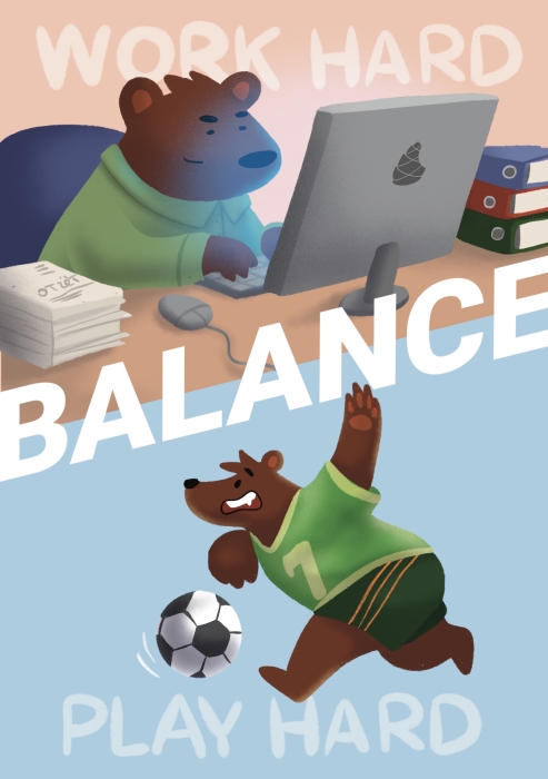 Открытка «Work hard, play hard»