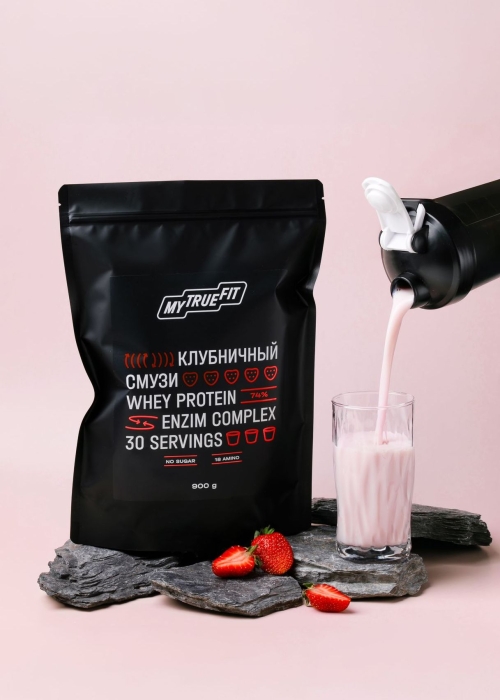 Коктейль протеиновый MyTrueFit клубничный смузи, 900 г