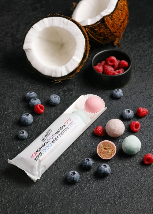 Конфеты протеиновые MyTrueFit, 350 г | шоу-бокс — черника, малина, кокос